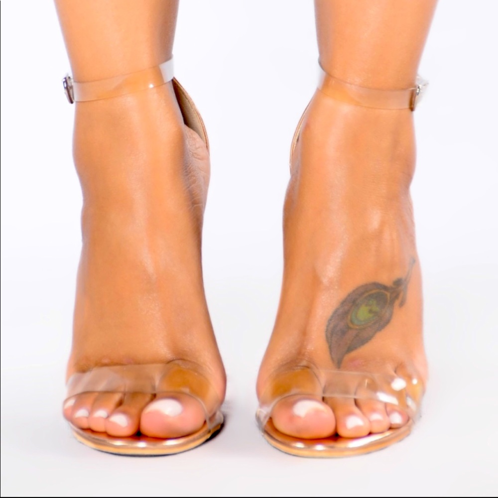 Rose Gold Heels, W/Clear Traps